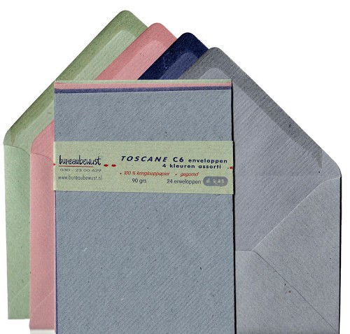 Generaliseren kalligrafie Jaar C6 Toscane, set/24 enveloppen assorti in 4 kleuren - gekleurde envelopp