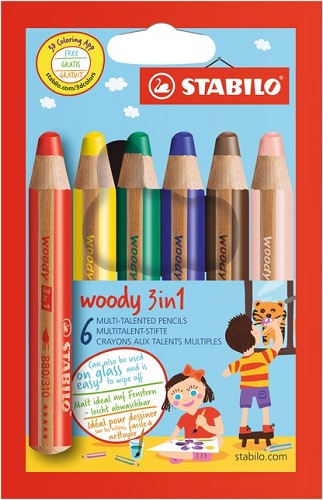 Nuttig gras auteursrechten Woody extra dikke kleurpotloden, set à 6 - uitgelicht 2 - Bureaubewust